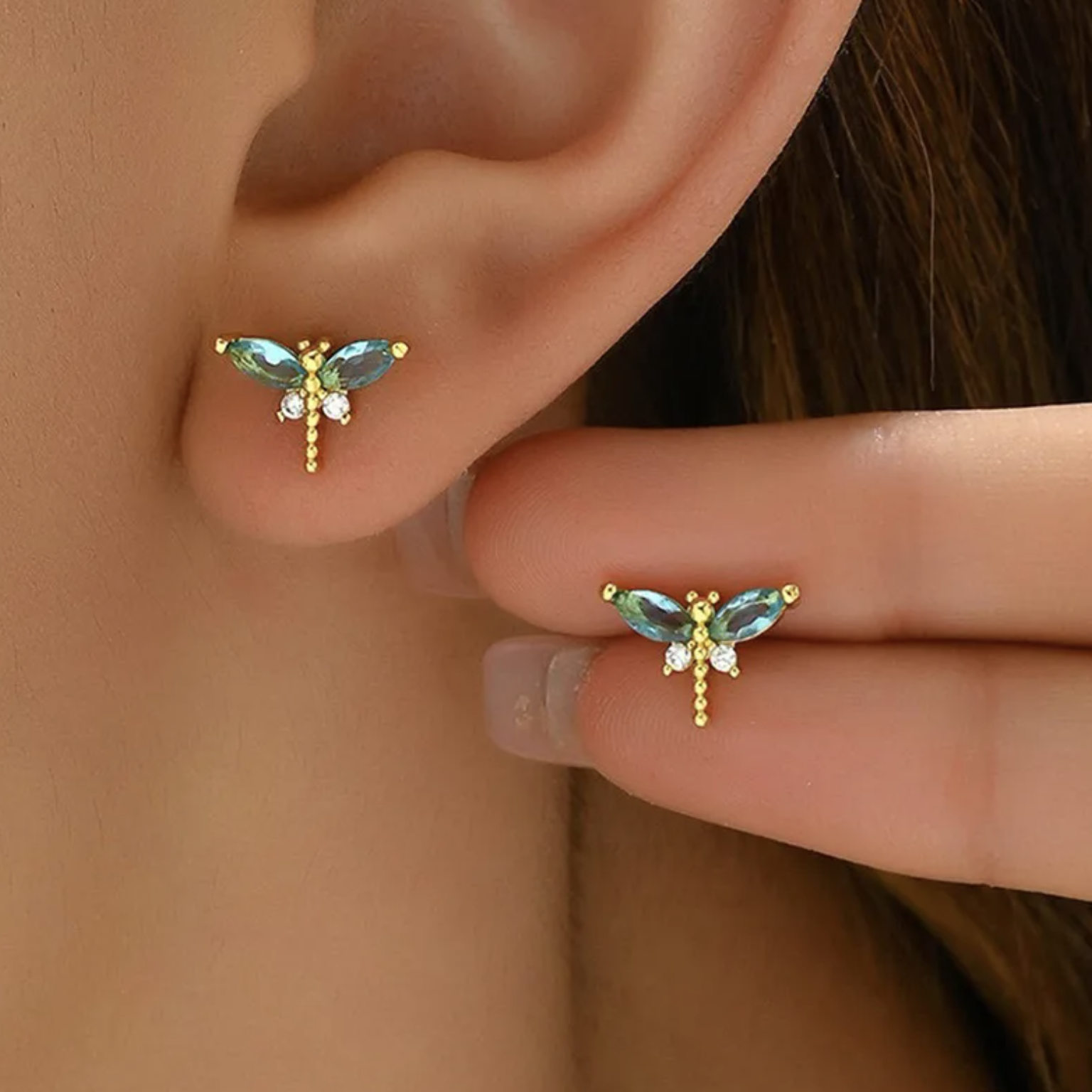 Dragonfly Zircon Stud Earrings