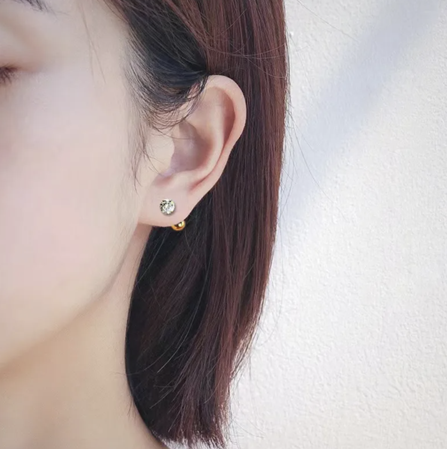 Round Zircon Inlay Stud Earrings